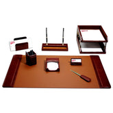 Mocha Leather Desk Set, 10pc